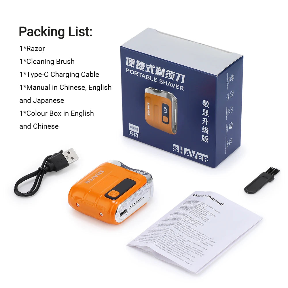 Rasoir Électrique Intelligent Étanche - Mini Rasoir de Voyage à Double Lame Rechargeable pour Homme