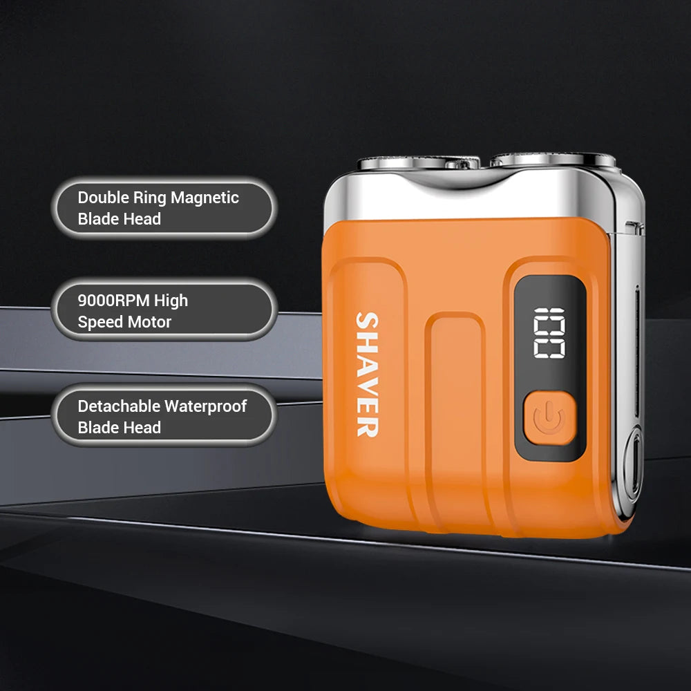 Rasoir Électrique Intelligent Étanche - Mini Rasoir de Voyage à Double Lame Rechargeable pour Homme