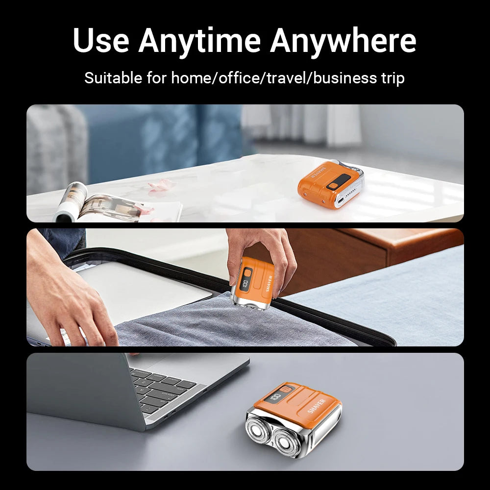 Rasoir Électrique Intelligent Étanche - Mini Rasoir de Voyage à Double Lame Rechargeable pour Homme