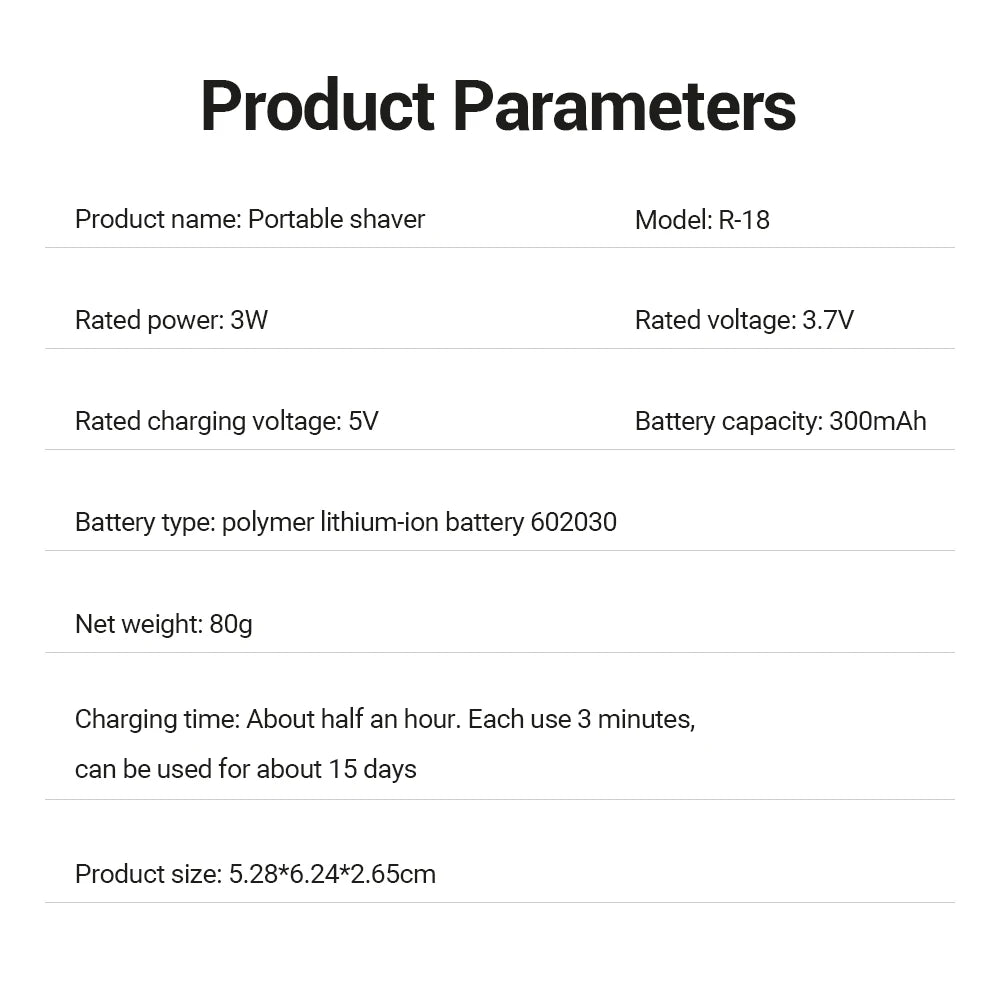 Rasoir Électrique Intelligent Étanche - Mini Rasoir de Voyage à Double Lame Rechargeable pour Homme