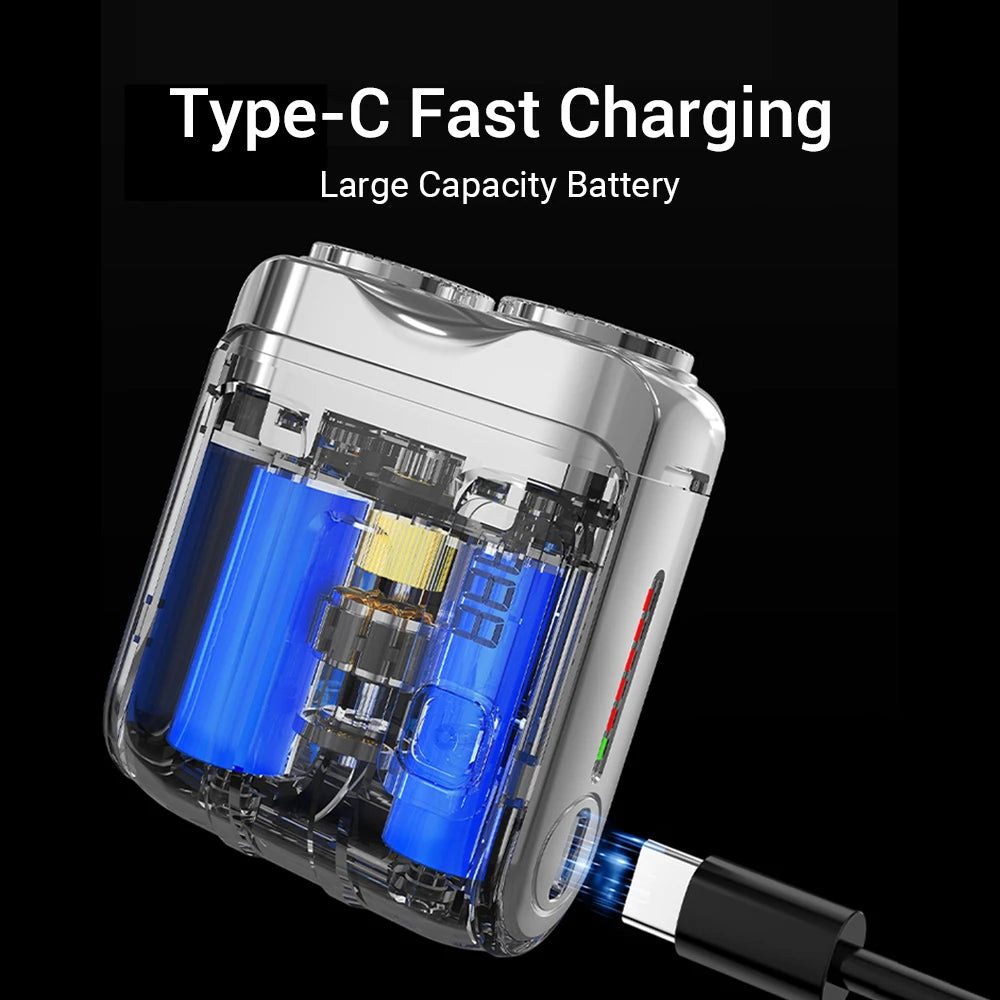 Rasoir Électrique Intelligent Étanche - Mini Rasoir de Voyage à Double Lame Rechargeable pour Homme